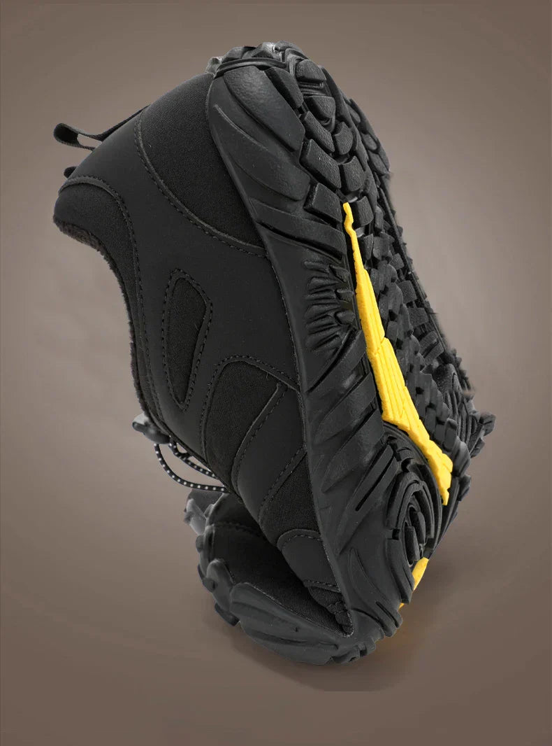 Men's Winter Warm Barefoot Shoes Waterproof Wide Toe Non-Slip Rubber Sole Plush Lined Hiking Shoes Outdoor Sneakers Running Shoe