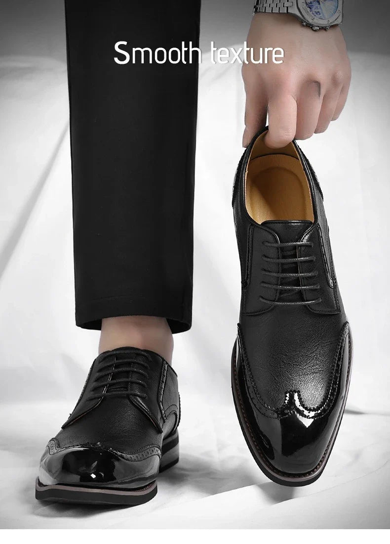 New Designer Business Leather Shoes for Men Color Match Lace Designer Casual Shoes Male Spring Autumn New Dress Brogue Shoe Man