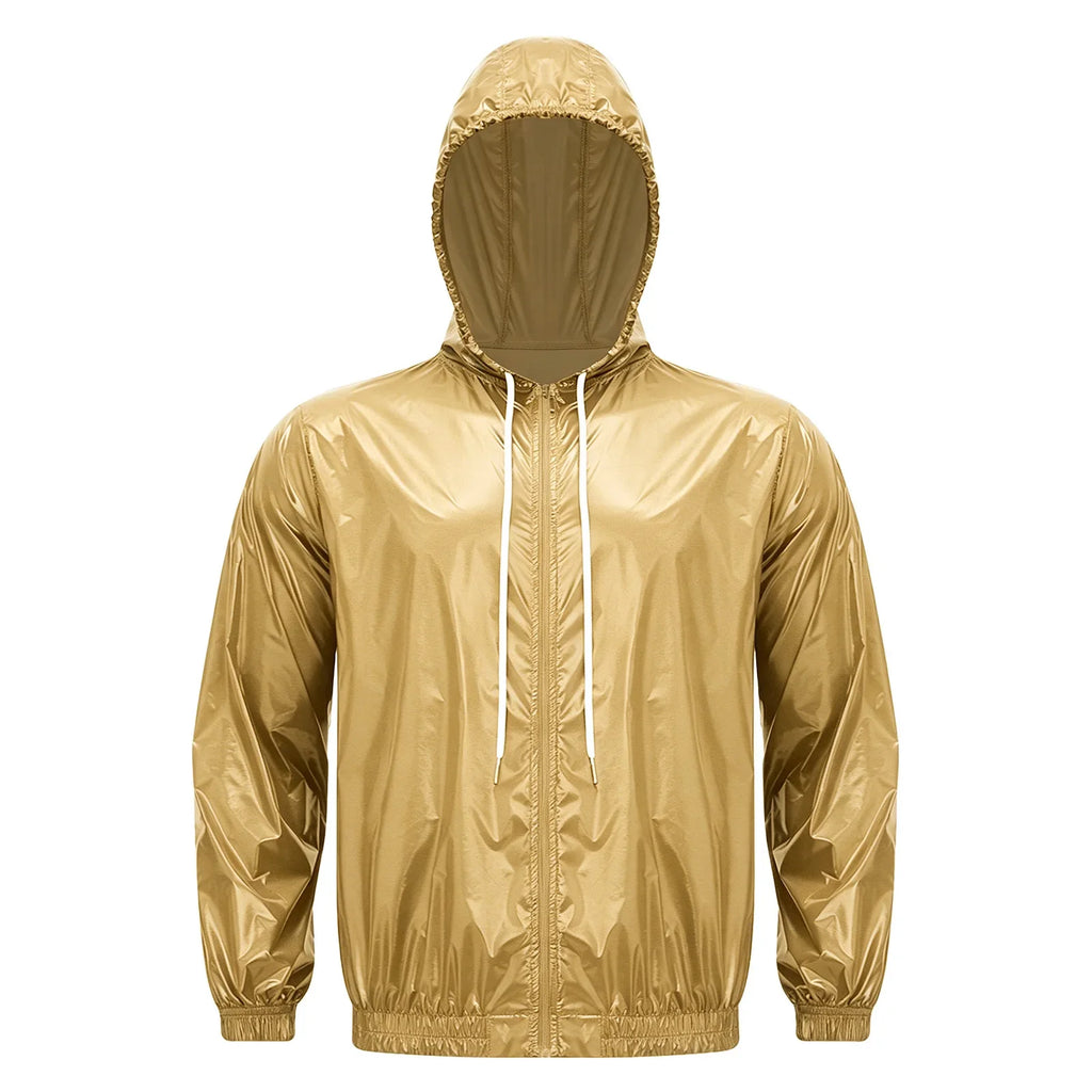 Mens Waterproof Hooded Jacket Tops Breathable Raincoat Waterproof Windproof Outdoor Biking Fishing Jacket Hood Outerwear