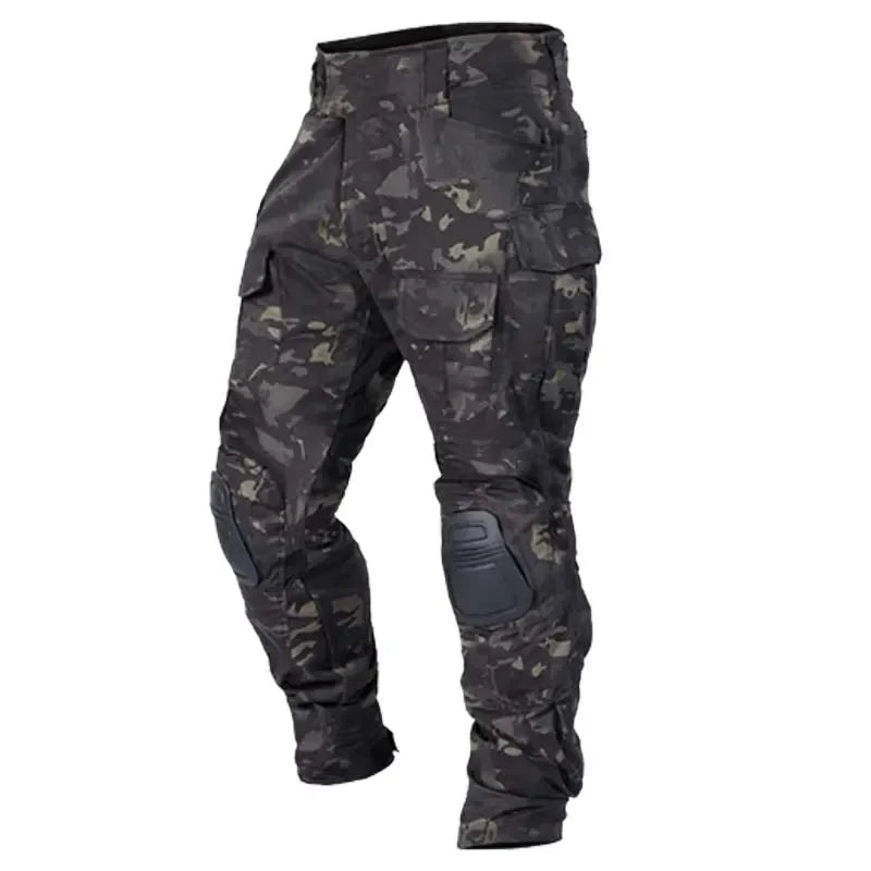 Tactical Military Camo Pants Men Multi Pockets Cargo Trousers with Protective Knee Pads for Hunting Airsoft Wargame