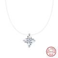Dainty Invisible Line 925 Silver Simple Flower 8A Cubic Zirconia Choker Chain Transparent Fishing Line Collier LZN33