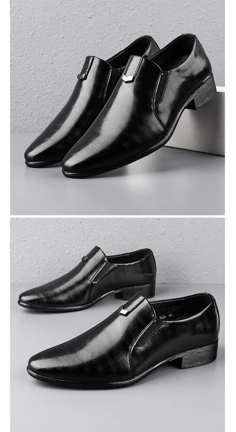 2026 Spring Autumn Business Leather Shoes for Men Black Fashion Casual Shoes Loafers Male New Designer Retro Dress Shoes Man