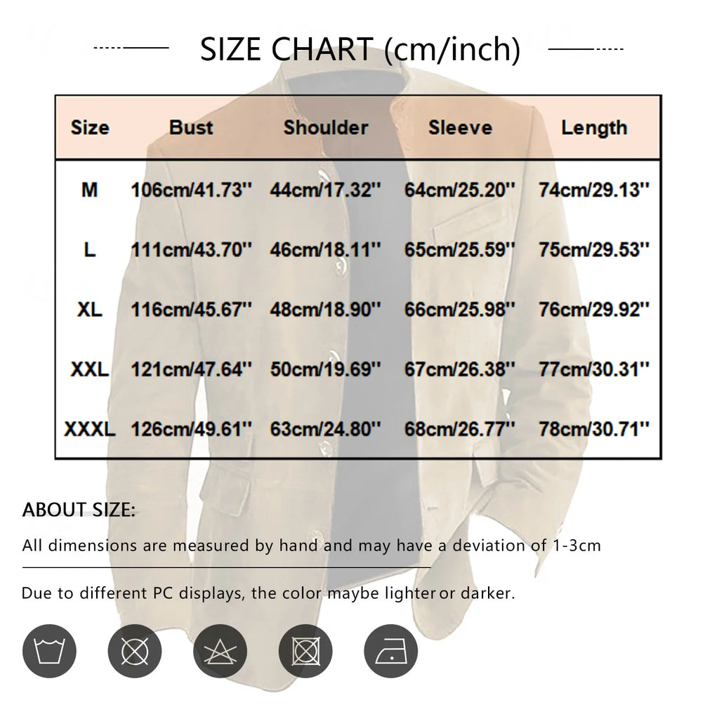 Autumn Winter Men'S Casual Blazer Jacket Stand Collar Long Sleeve Solid Color Single Breasted Button Fashion Jackets