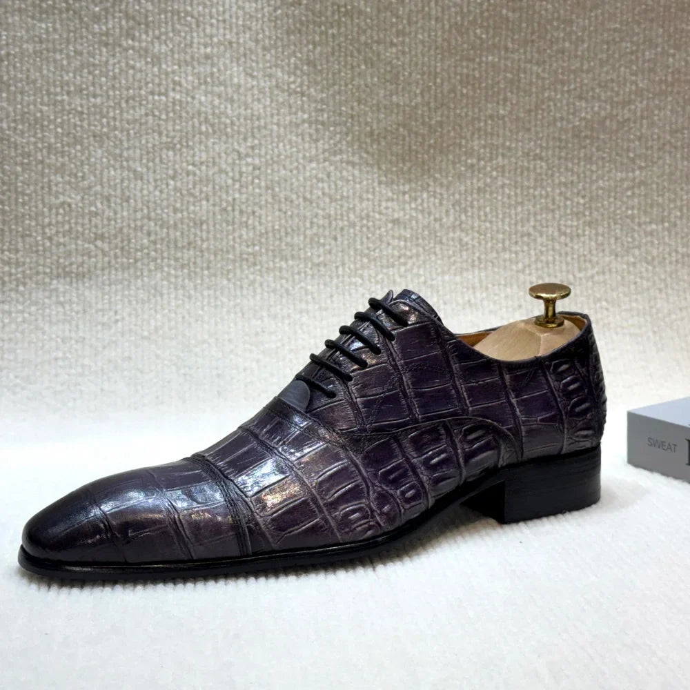 Men's Genuine Leather Oxford Dress Shoes Classic Wingtip Lace-Up Formal Shoes for Wedding Party Business Office