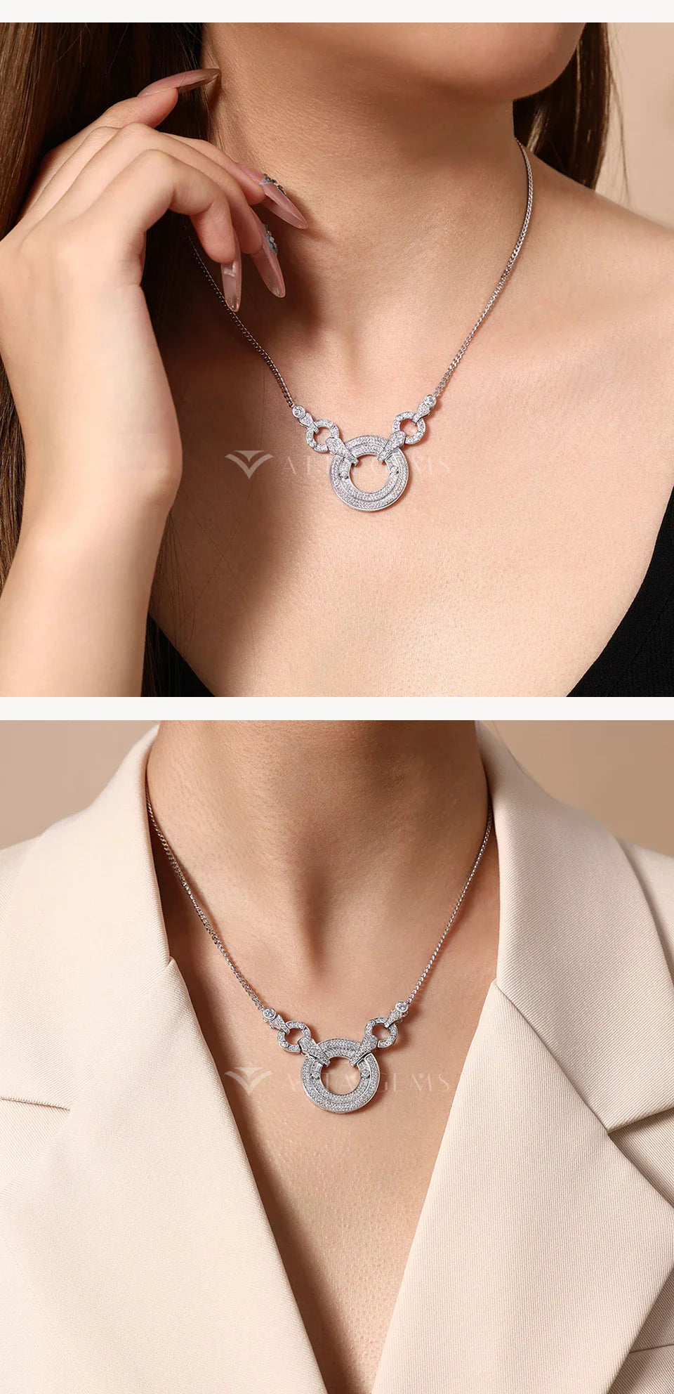 Big Round Luxury Moissanite Necklaces 925 Sterling Silver 18K Gold Luxury Pendant for Women Engagement Wedding Jewelry