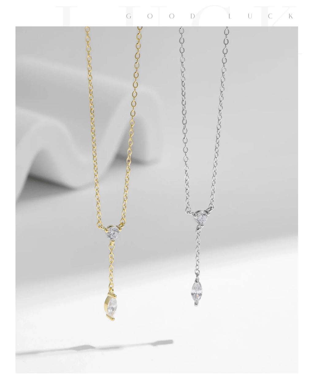 925 Sterling Silver Dainty Y Shape Round & Rhombic Fashion Pendant Necklace For Women Chain Necklace Trendy Jewelry Gift
