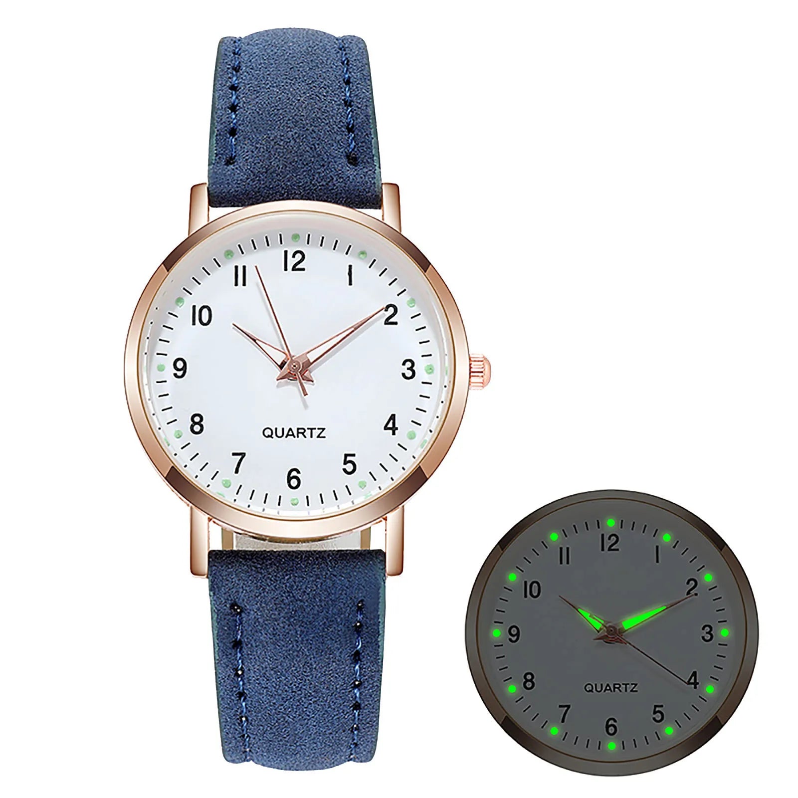 Ladies Diamond-Studded Luminous Retro Female Watch Leather Belt Quartz Watch Women Simplicity Casual Decoration Wristwatches