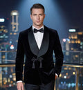 Black Velvet Smoking Jacket 2 Piece Male Blazer with Buttons Luxury Grooms Wedding Designer Party Wear Coat
