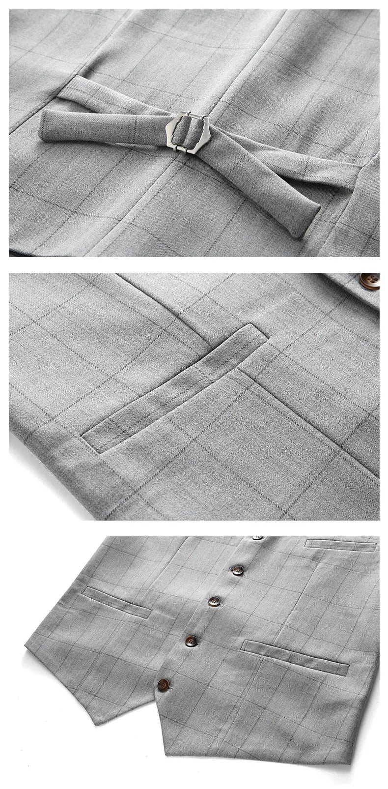 ( Jacket + Vest + Pants ) Fashion Boutique Plaid Mens Casual Business Suit Groom Wedding Dress Formal Slim Plaid Suit