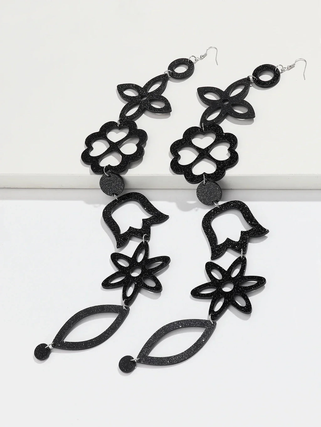 Extra Long Irregular Geometric Acrylic Drop Earrings Exaggerated Flower Bell Pattern Pendant Earring for Women Punk Jewelry Gift