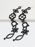 Extra Long Irregular Geometric Acrylic Drop Earrings Exaggerated Flower Bell Pattern Pendant Earring for Women Punk Jewelry Gift