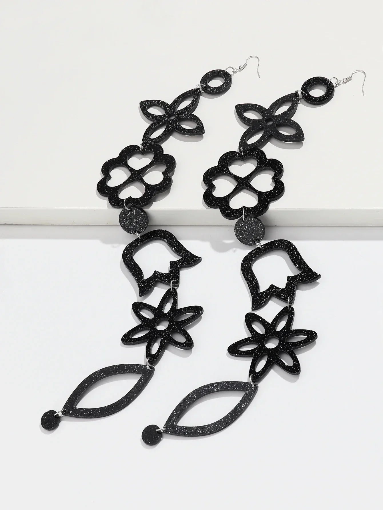 Extra Long Irregular Geometric Acrylic Drop Earrings Exaggerated Flower Bell Pattern Pendant Earring for Women Punk Jewelry Gift