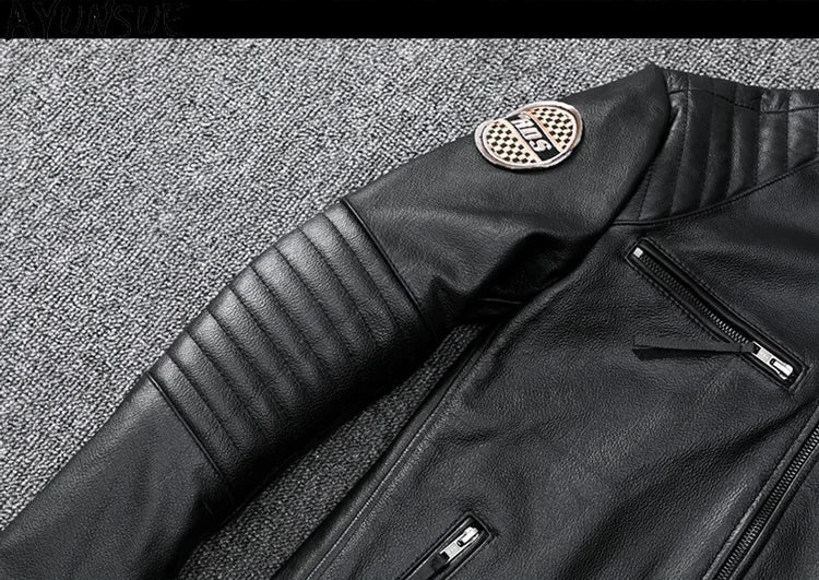 Mens Leather Jacket Autumn Men Clothing Handsome Motorcycle Jackets Two Colors Short Coats Kurtka Męska Skórzana Slim
