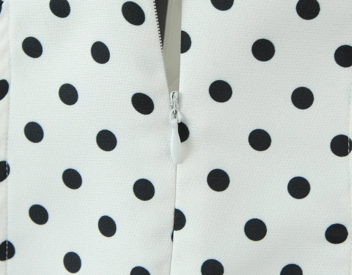 French Style Retro Polka Dot Deep V Halter Dress Women Sexy Backless A-line Slim Sweet Elegant Mini Dresses Summer Robe