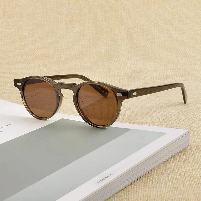 Gregory Peck Vintage Polarized Sun Glasses OV5186 Clear Frame Sunglasses Brand Designer Men Women OV 5186 Gafas Oculos with case