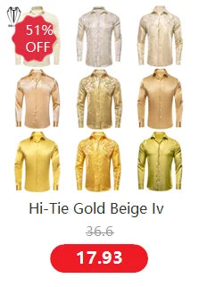 Fashion Silk Vest For Men Classic Gold Champane Yellow Waistcoat Jacket Tie Hankerchief Cufflinks Sets Dress Suit Wedding Hi-Tie