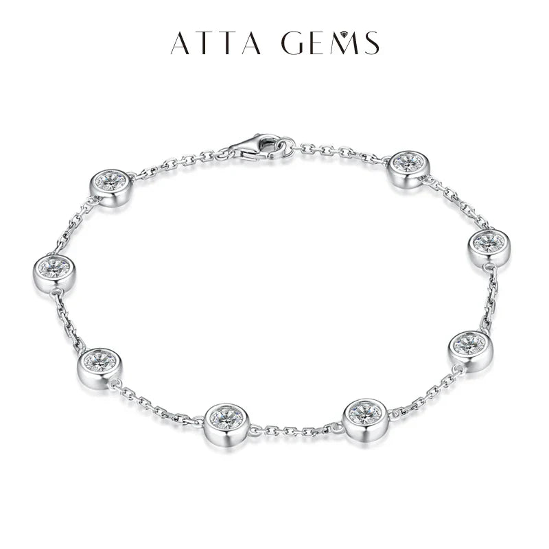 ATTAGEMS Moissanite Bracelet 925 Sterling Silver 4.0mm D Color Diamond Gemstone Bracelets For Women Rhodium Plated Jewelry