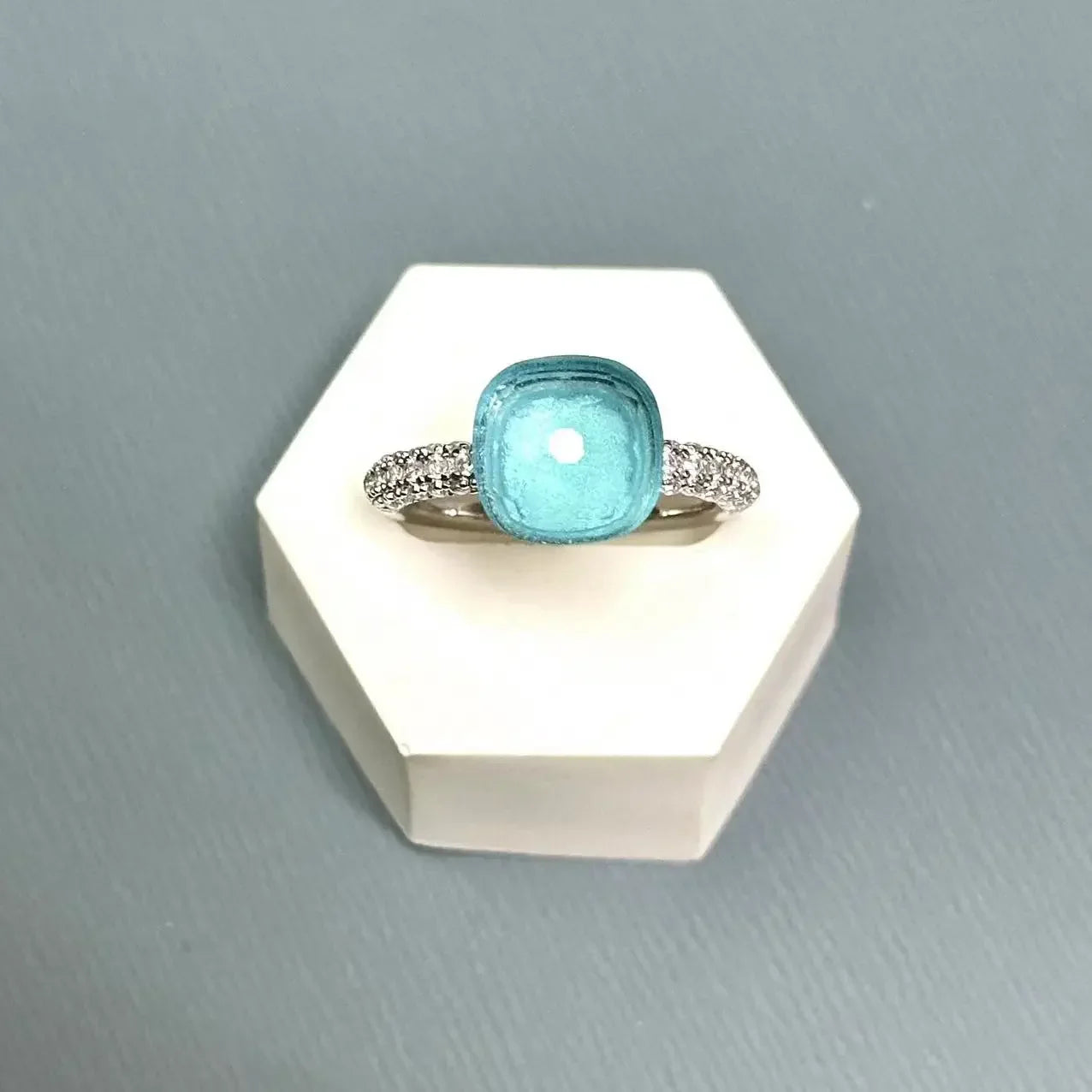 10.6mm S925 Ring Silver Rose Gold Metal 32 Colors Candy Style Zircon Crystal Ring for Women Fine Jewelry Party Gift Trendy Ring