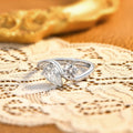 Toi Et Moi Moissanite Rings 925 Sterling Silver Pear&Round Cut Two Stone Bypass Ring forWomen Engagement Bridal Jewelry