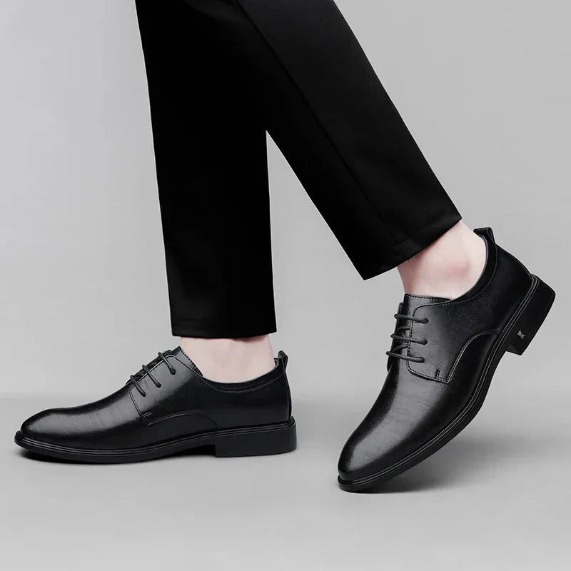 New Mens Formal Business Oxford Shoes Classic Leather Dress Shoes Wedding Office Casual Footwear Derby Shoes Male Sneakers