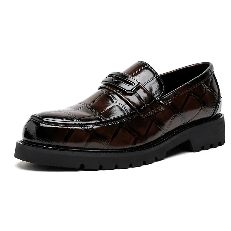 Men's Thick Soled Leather Shoes Minimalist Design Style Daily Outdoor Leisure Business Party Height Increasing Shoes Zapatillas