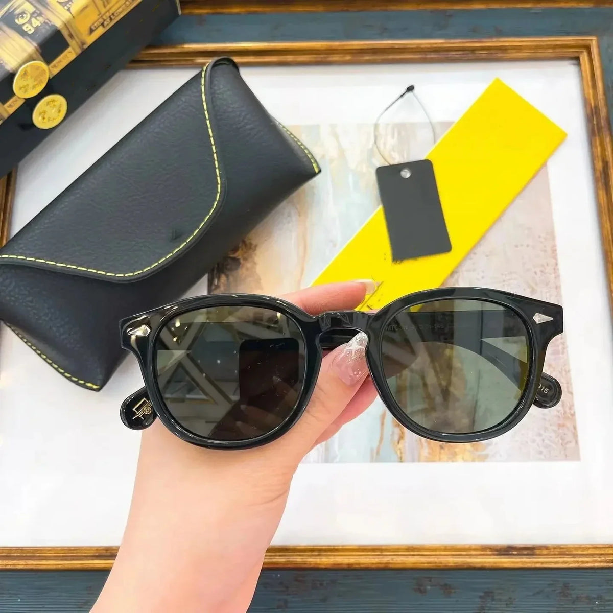 Authentic Johnny Depp LEMTOSH UV400 Driving Anti-Glare Men Women Sun Glasses Popular Square Acetate Frames Male Couple Eyewear