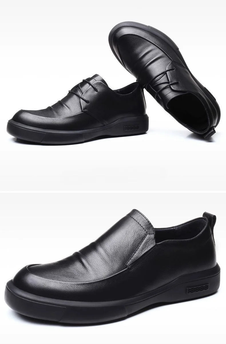 Social Shoe Male Spring Autumn Men's Formal Shoes Casual Business Cowhide 2025 Trend Black Official Cheap Clearance Footwear New