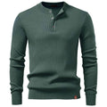 Men's Long Sleeve T-shirt Fall Winter Fashion Knit Slim Fit Polo Sweater Riibed Henry Collar Sweatershirt for Man