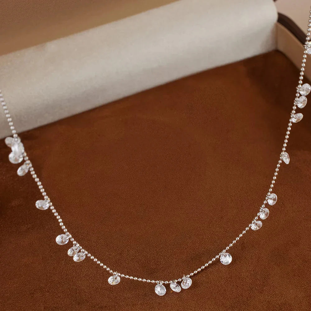 100% S925 Silver High Carbon Diamond Bead Bracelets Necklace Sparkling Zircon Hand Chain for Women Party Fine Jewelry Gift
