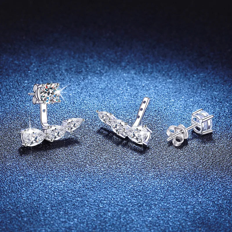 2 in 1 0.5CT Round Brilliant Cut D Color Moissanite Stud Earrings for Women S925 Silver GRA Certified Pierced Earring Gift