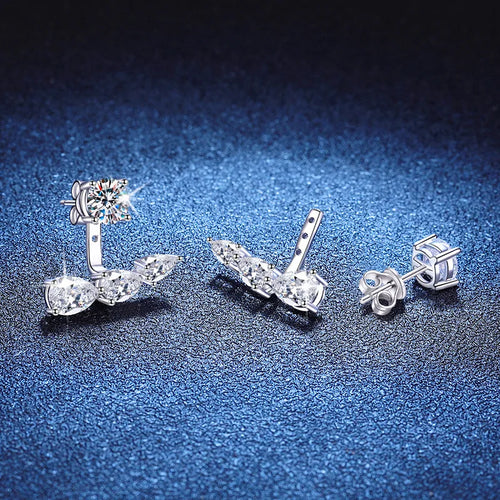 2 in 1 0.5CT Round Brilliant Cut D Color Moissanite Stud Earrings for Women S925 Silver GRA Certified Pierced Earring Gift