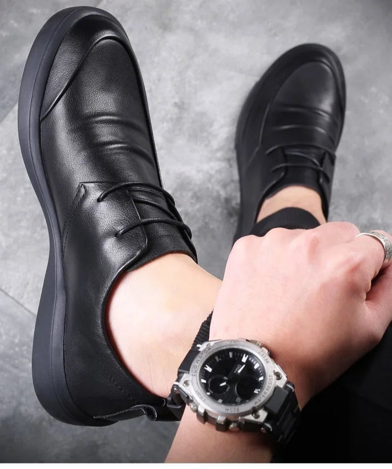 Social Shoe Male Spring Autumn Men's Formal Shoes Casual Business Cowhide 2025 Trend Black Official Cheap Clearance Footwear New