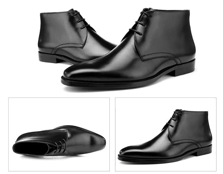 Calf Leather Men's Western Ankle Boots - Comfortable in Stock Chelsea Riding Boots for Men