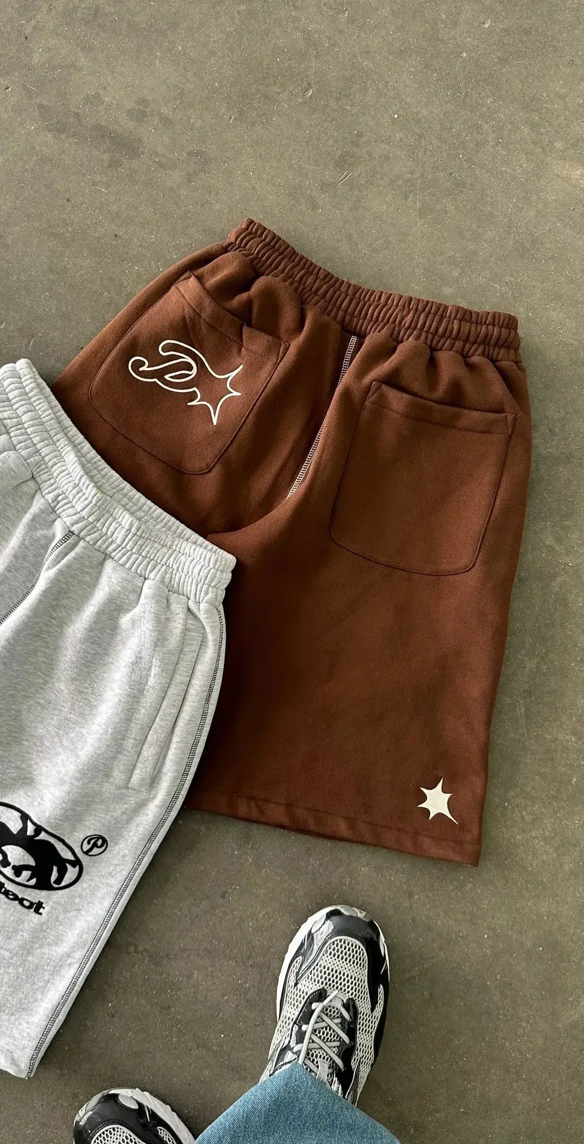 Summer Men Grey Cotton Y2K Hiphop Streetwear Shorts European Street Style Trendy Baggy Casual Cargo Urban Casual Wear Fashion