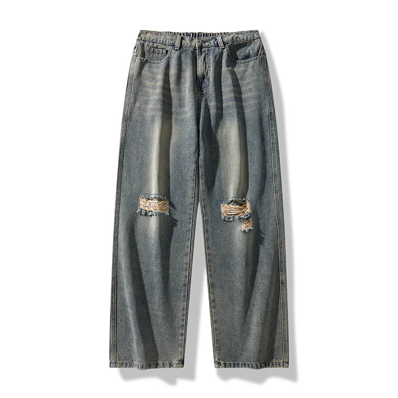 Men's American Style Loose Straight Leg Jeans Vintage Spring Summer New Arrival Drapey Trendy Wide Leg Long Pants