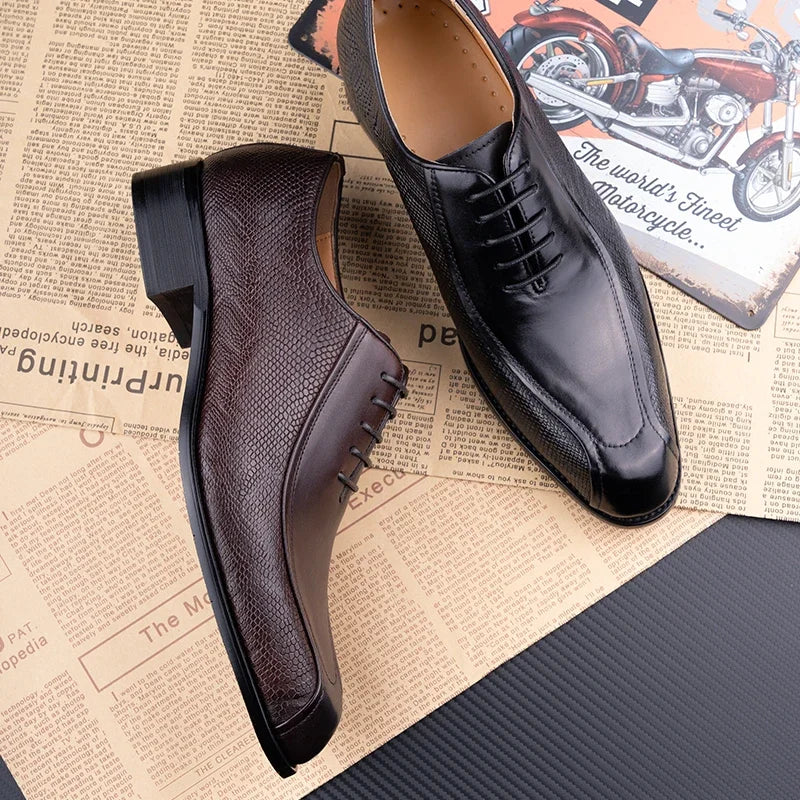 Deluxe Men's Leather Shoes Formal Dress Shoes Wedding Party  Oxford Handmade Comfortable Lace Up Genuine Leather Men's Shoe