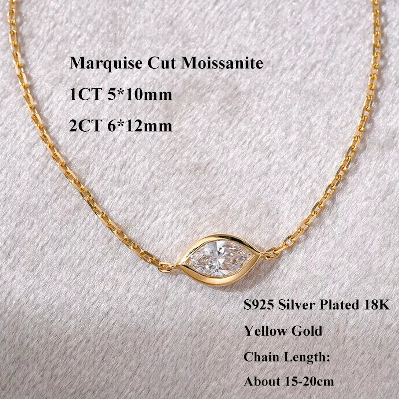 1/2CT Marquise Pear Cut Moissanite Solitaire Link Bracelet Women s925 Silver Bezel Setting Lab Diamond Bridal Wrist Chain
