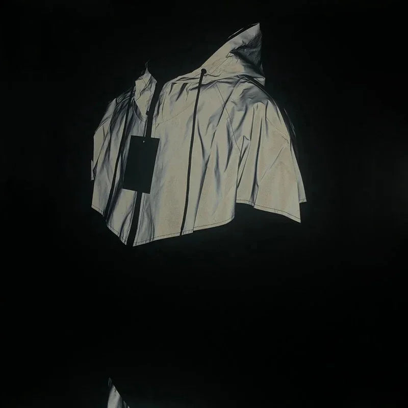 Men's Patchwork Night Reflective Jacket Casual Waterproof Windbreaker Party Dancer Hip Hop High Quality Coat Male Trend Brand