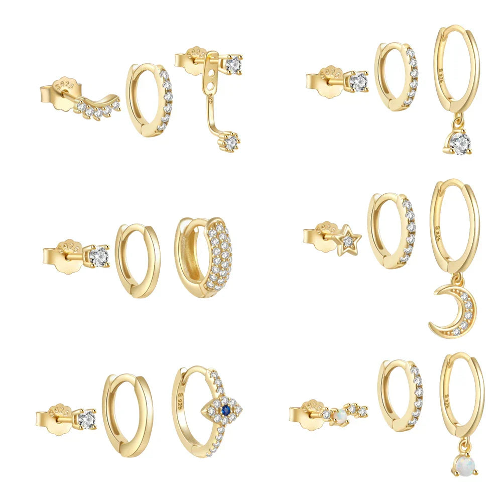 925 Sterling Silver 3PCS DIY Hoop Earring With Piercing Stud Earring Set Women Men Party Wedding Jewelry Set pendientes 925