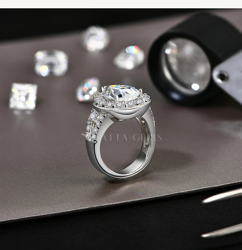 6CT Moissanite Rings D VVS1 Pear Cut Lab Diamond 925 Silver 18K Gold Plated Luxury Engagement Wedding Jewelry for Women