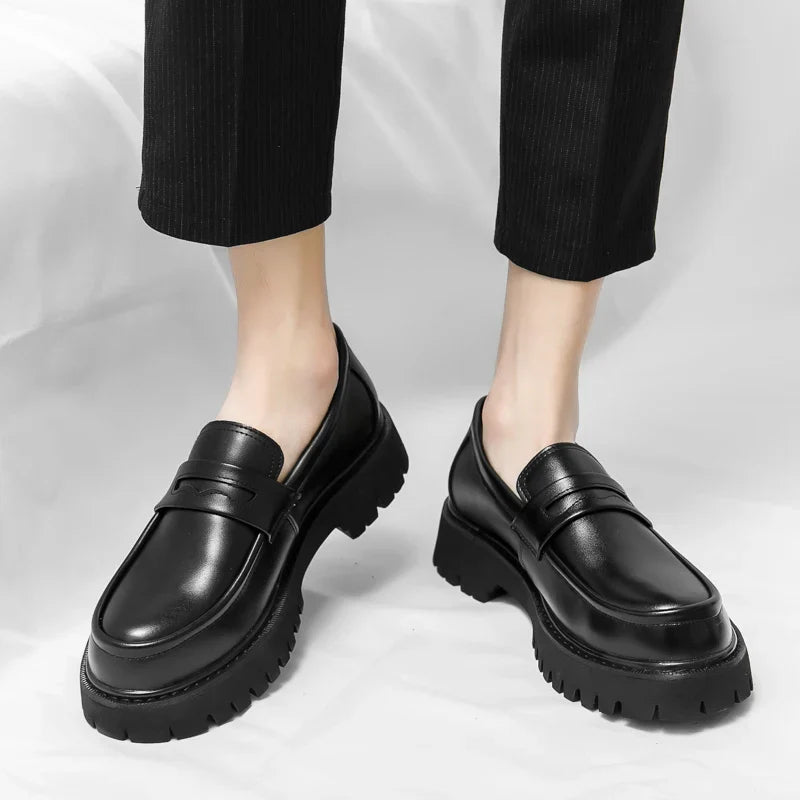 New Men's Luxury Leather Shoes Genuine Leather Dress Shoes Fashion Loafers Slip-on Comfy Casual Business Shoes Fomal Mocassins