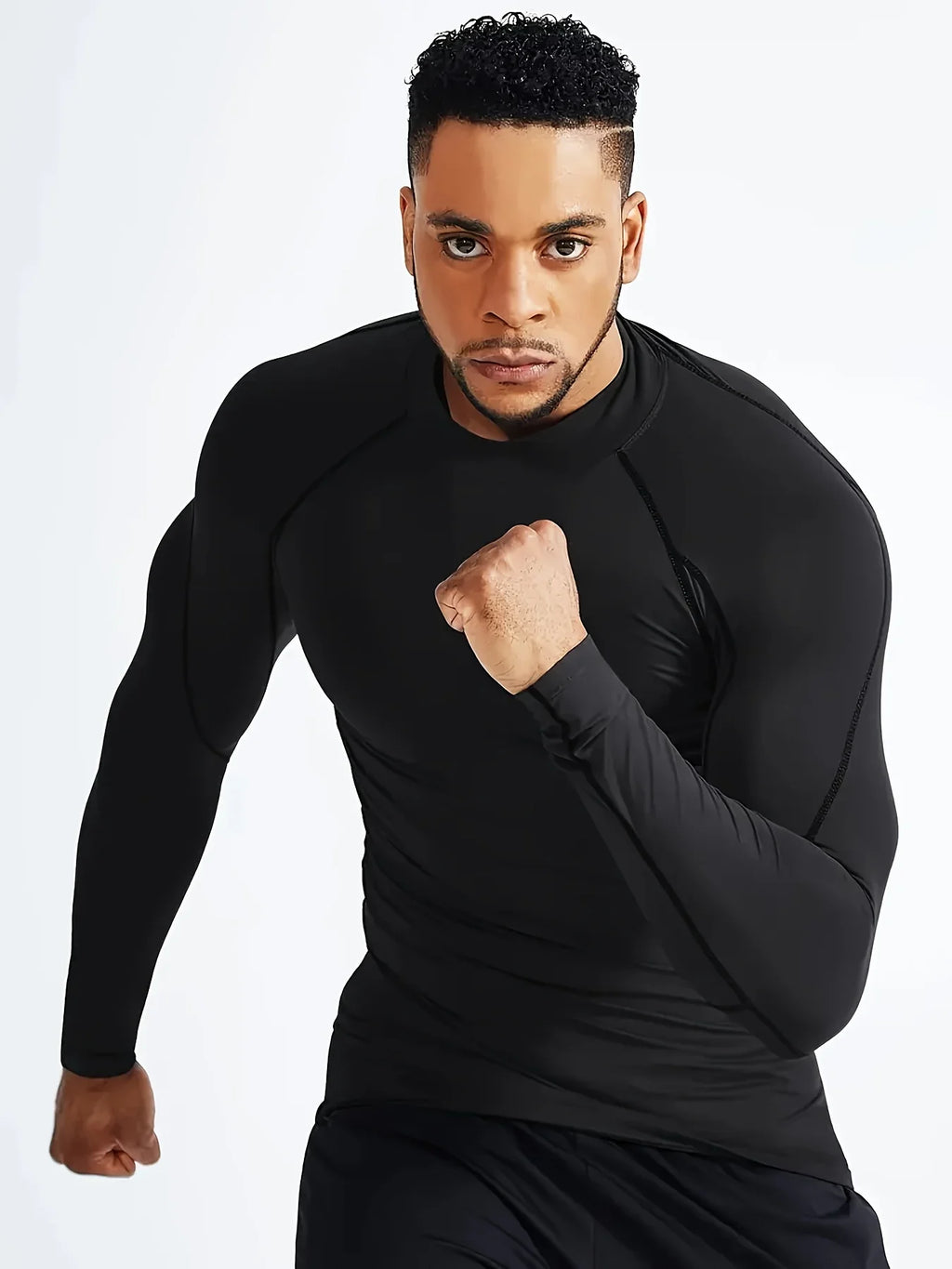 Fitness tight fitting men's long sleeved sports running basketball elastic base shirt with quick absorption and sweat wicking pr
