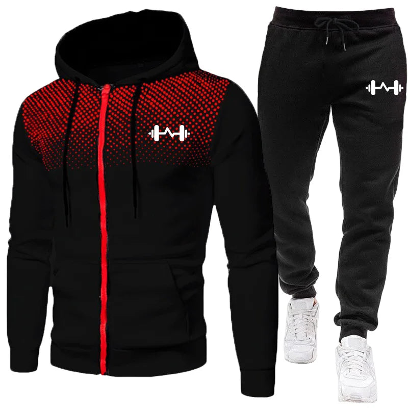 2025 New Arrival Men's Set Hoodie + Sweatpants Autumn Winter Daily Casual Sporty Jogging Suit Zipper Male Sweatshirt Outfit