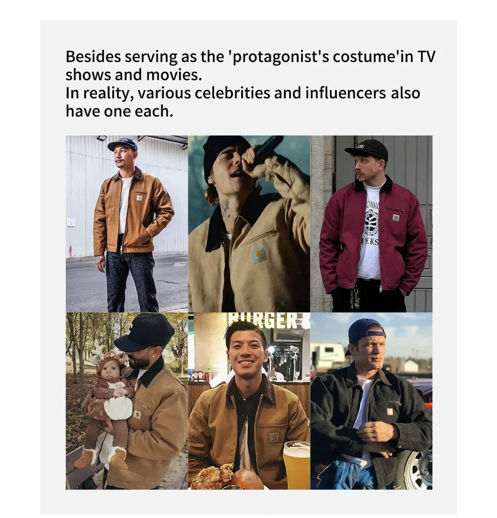 Vintage Detroit Hunting Jackets Men J001 Turn-down Collar Coats Heavyweight Cotton Jacket Multi-Pocket Casual Clothes