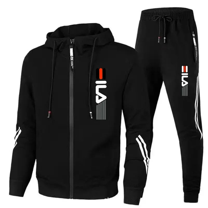 Autumn and Winter Zippered Sweatshirts + Sportswear Pants, Men's Jogging and Fitness Sets, Men's Casual Sportswear Sets