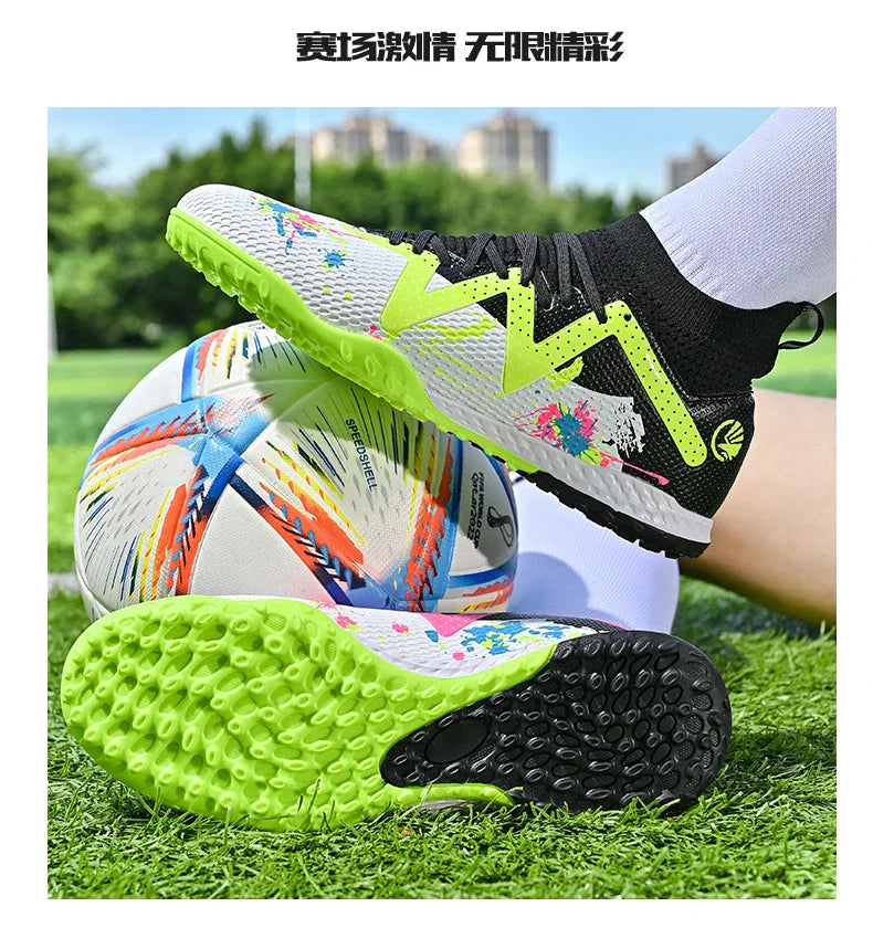 Men New TF Football Boots Society Indoor Original Top Quality Non Slip Male Soccer Shoes Sneakers Ultralight Breathable Ankle