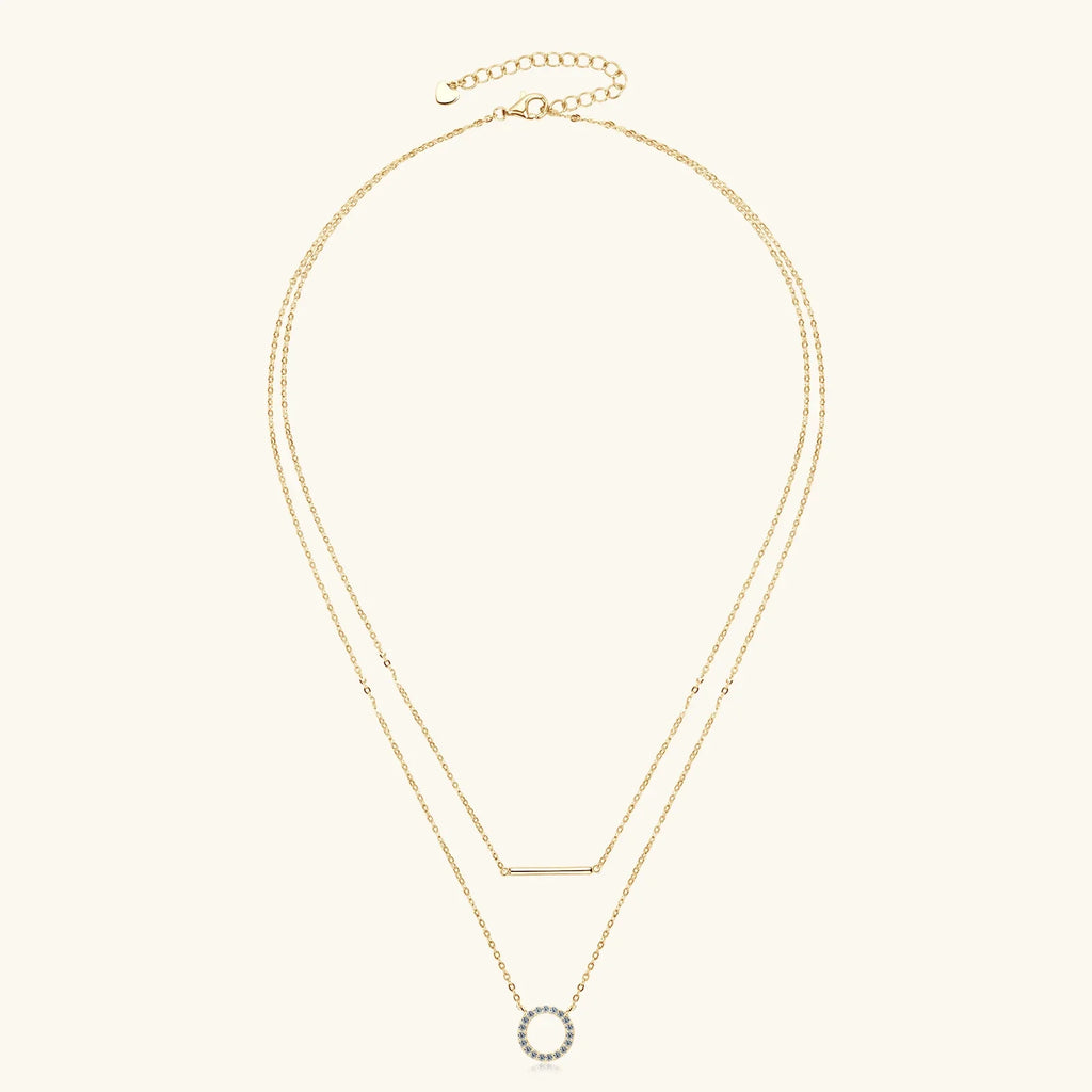Dainty 1.5mm Moissanite Necklace for Women 14K Gold/Sterling Silver Plated Double Layer Chain Trendy Jewelry Gifts