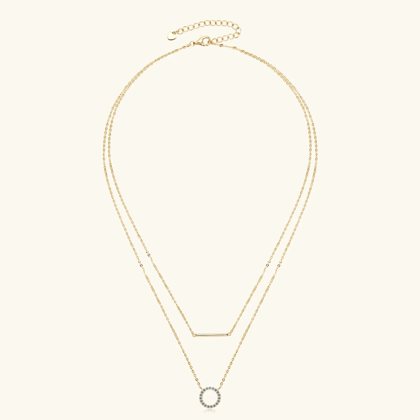Dainty 1.5mm Moissanite Necklace for Women 14K Gold/Sterling Silver Plated Double Layer Chain Trendy Jewelry Gifts