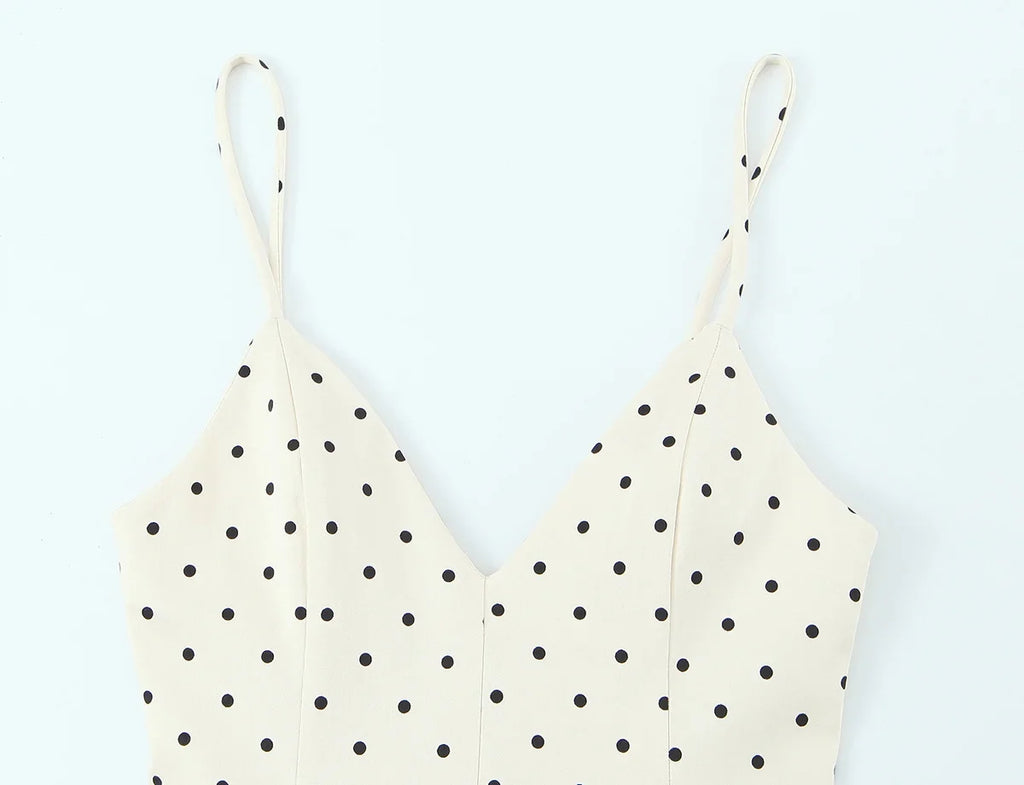 Chic Shiny Polka Dot Sheath Camisole V-Neck Mini Woman Dress Fashion 2026 Bodysuits Dress Mature Night Party Vestidos