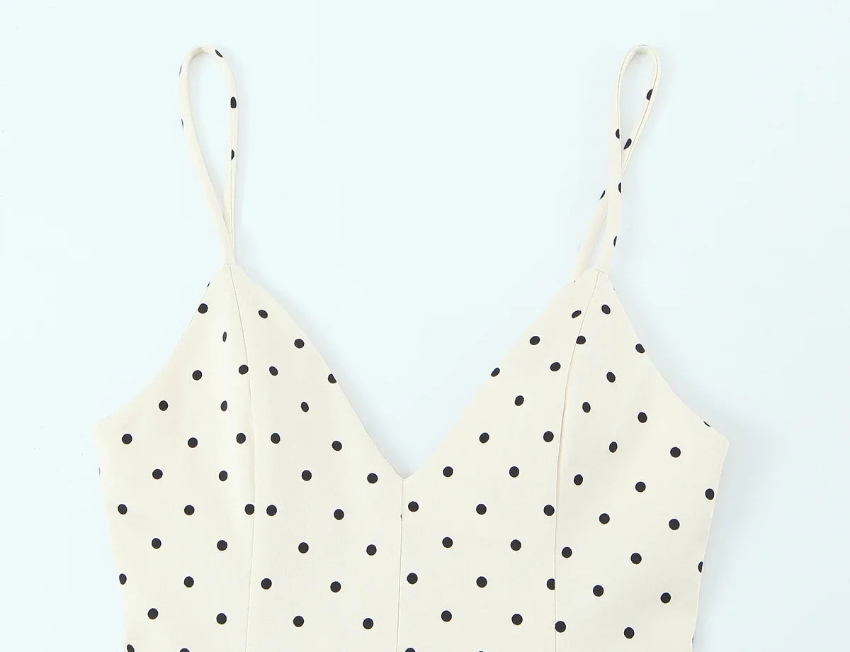 Chic Shiny Polka Dot Sheath Camisole V-Neck Mini Woman Dress Fashion 2026 Bodysuits Dress Mature Night Party Vestidos